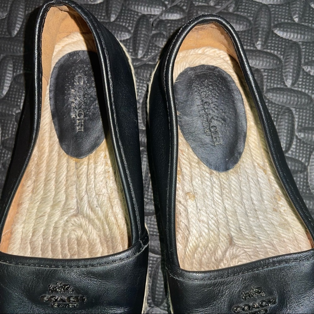 Coach Leather Espadrilles Flats Black Leather Size 6 - Picture 8 of 9